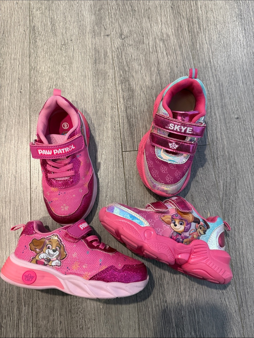 Paw Patrol Pink Girls' Sneakers with Skye Accents sz 9 like new worn few times